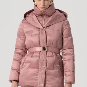 Padden Quilted jacket with belt rosé