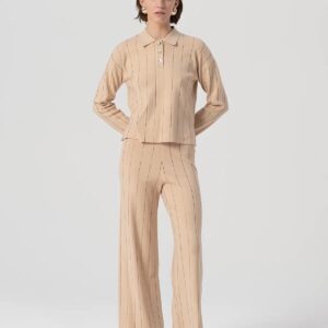 Knitten palazzo pants beige