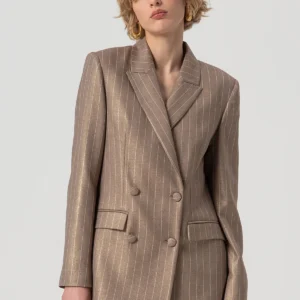 Oversized double breasted jacket taupe