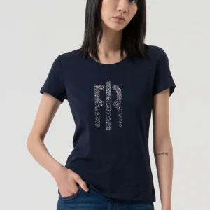 Darkblue short sleeves slim t-shirt darkblue