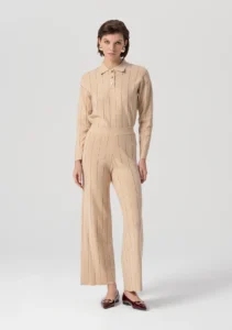 Knitten polo sweater regular fit with plaits and strasses applied