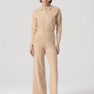 Knitten polo sweater regular fit with plaits and strasses applied